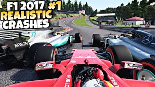 F1 2017 REALISTIC CRASHES #1