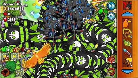 Final moments of my personal record for the Contested Territory in Bloons Monkey City Mobile.