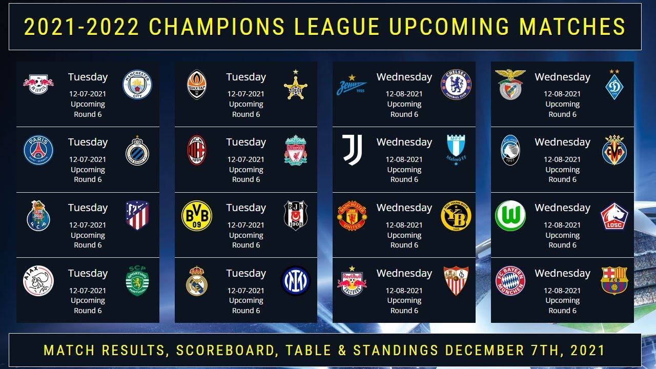 ucl upcoming matches