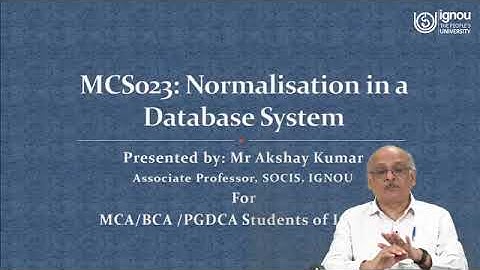 IGNOU Live Session on "Normalisation in a Database System" MCS-023 for BCA?MCA/PGDCA Students