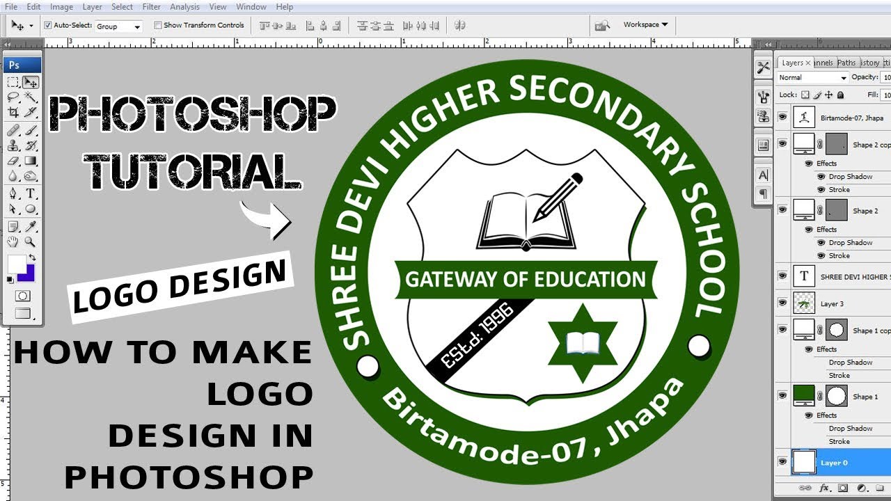 How To Make School Logo Design In Photoshop Cs Photoshop Tutorial