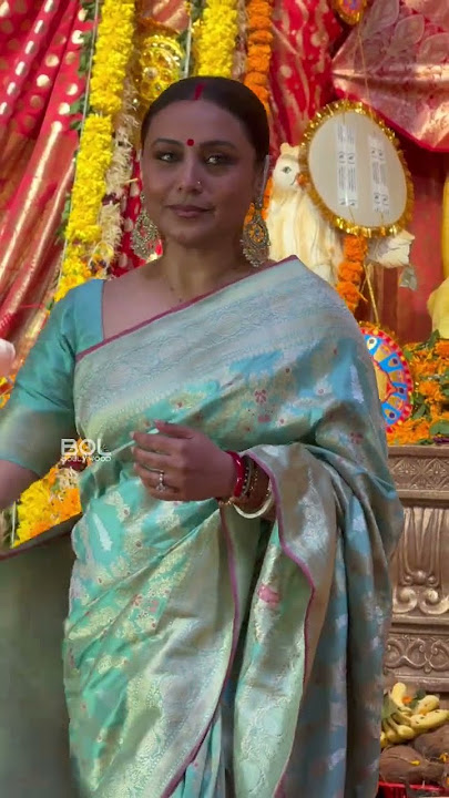 Beautiful Rani Mukherjee aaj green saree at Durga Pooja ❤️#ranimukherjee