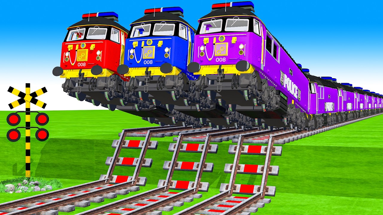 踏切アニメ】複雑な電車 5 Trains Climbing Pynamid 2025i 🚦 Fumikiri