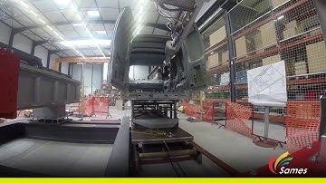 Robotic painting of interior commercial vans with manual electrostatic sprayguns | Sames
