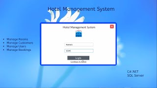 Hotel Management System Using C#.Net