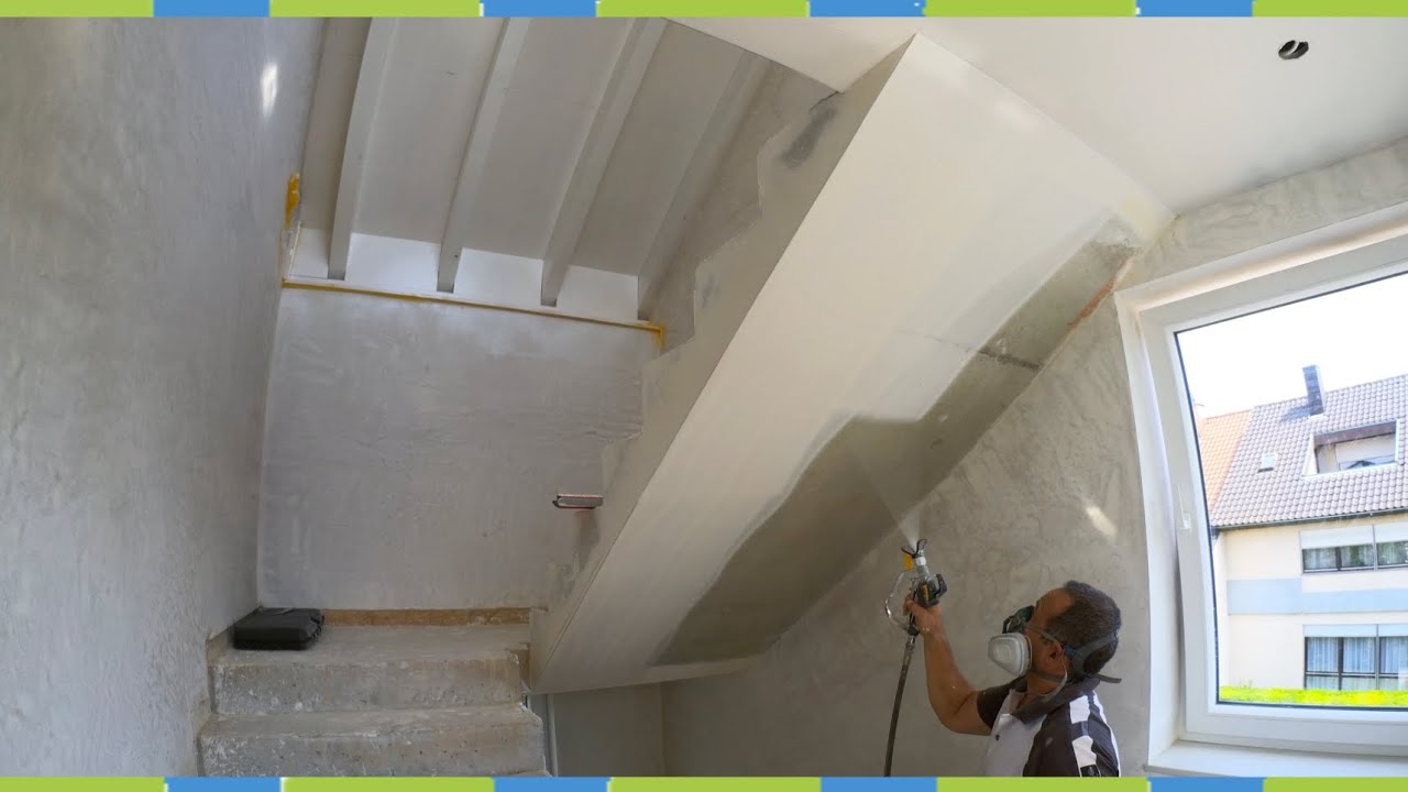 Штукатурный бетон гладкий Заполнить нижнюю часть лестницы бетоном