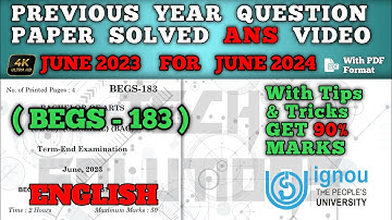 BEGS 183 SOLVED QUESTION PAPER JUN 2023 FOR JUN 2024 IN ENGLISH | BEGS 183 SAMPLE PAPER JUN 2024