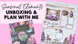 PLAN WITH ME | SEASONAL ELEMENTS UNBOXING &amp; FEBRUARY CURRENTLY SHEET | THE HAPPY PLANNER