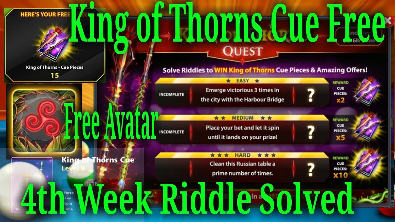 King Of Thorns 4th Week Riddle Solved 15X Pieces Free ...