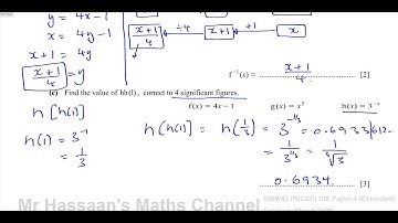 0580/42/F/M/20, (IGCSE), Paper 42, Q10 Inverse Functions, Composite, Quadratics, Exponentials