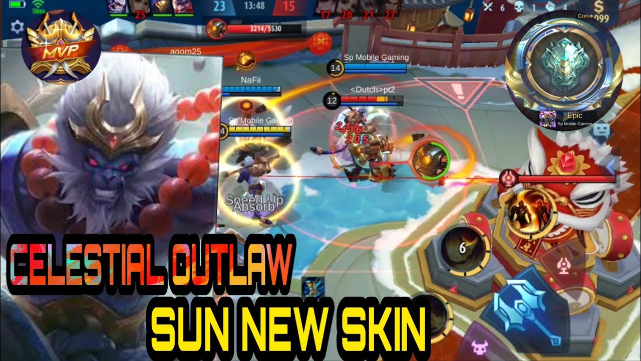 SUN NEW SKIN CELESTIAL OUTLAW TOP 1 GLOBAL FIGHTER HERO IN MOBILE