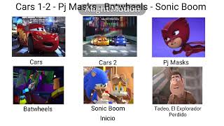 Cars 1-2 - Pj Masks - Batwheels - Sonic Boom 6 En 1 DVD Menu 