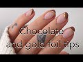 Gold foil abstract tips | Gel nails tutorial