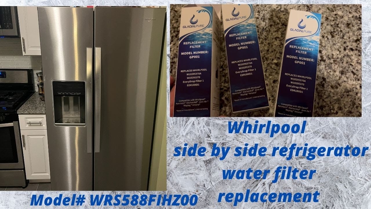 How to replace water filter on Whirlpool side by side refrigerator model#  WRS588FIHZ00