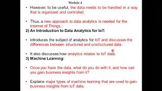 Internet of Things-Module 4-Data and Analytics for IoT