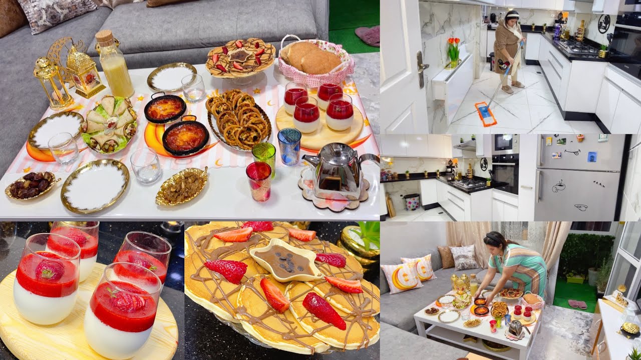 فطور  رمضان🌛اليوم كلشي ساهل تحلية باناكوتا شهية بان كيك بيتزا رولي كورني ملح بحشوة الدجاج👌