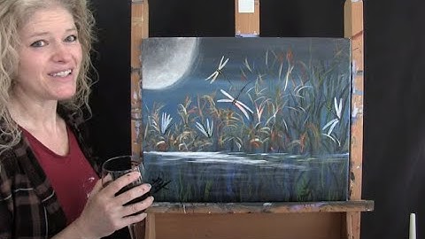 Moonlit Dragonfly Pond | Paint and Sip at Home | Step by Step acrylic painting tutorial