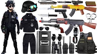 Special police weapon unboxing video, AK-47 automatic rifle, gold AK-47, unboxing toy video,gas mask