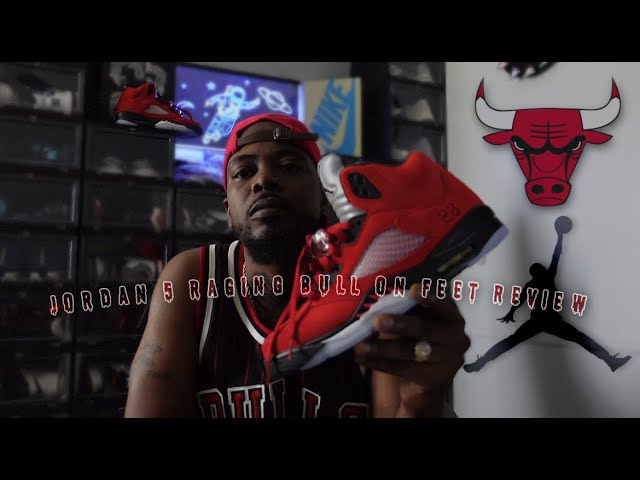 Jordan 5 Raging Bull on Foot 4K 