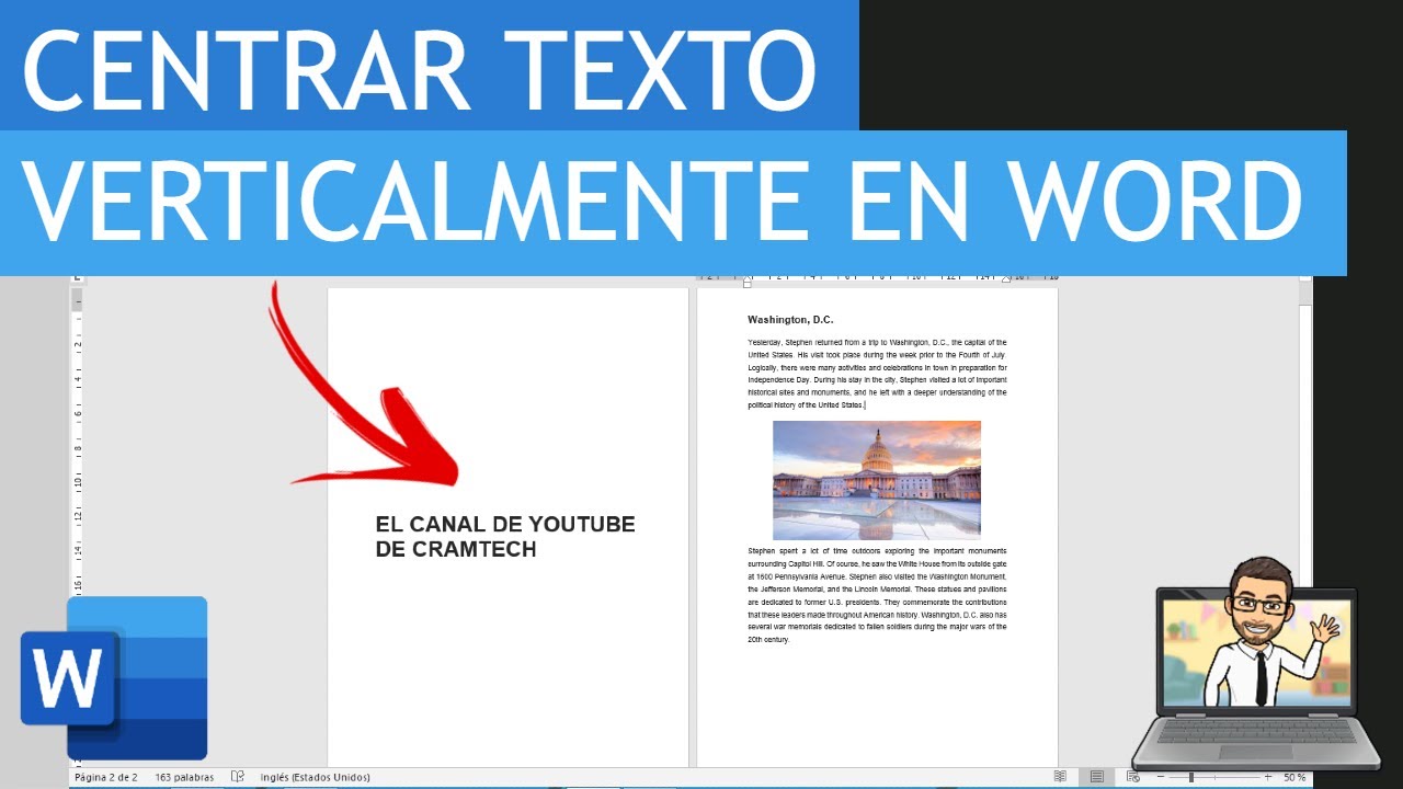 Como Centrar Un Texto Verticalmente En Word Youtube