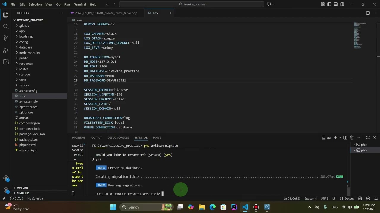 5 Creating Laravel Model & Migration and Creating Database Tables