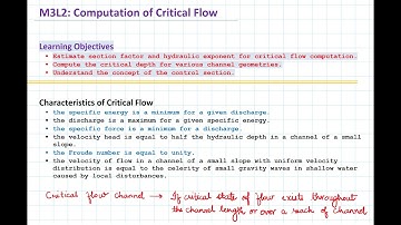 Module-3 Lecture-2: Computation of Critical Flow
