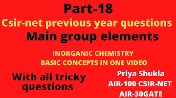 Csir-net previous year questions main group elements |main group elements previous year questions