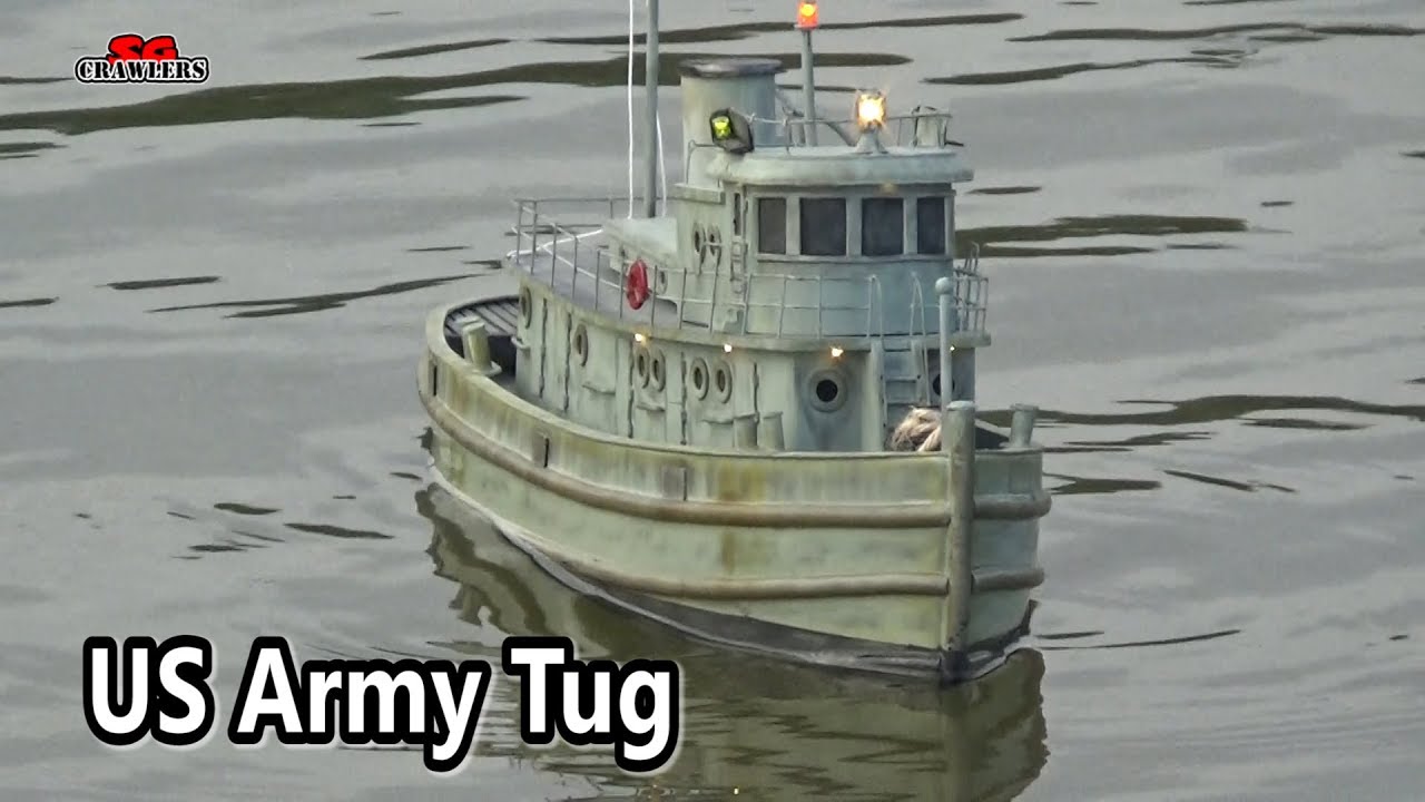 U. S. ARMY TUG ST-74 KIT #1256 RC Tugboat in action with 
