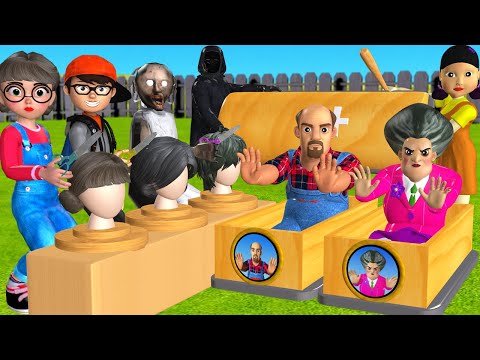 Scary Teacher 3D vs Squid Game Challenge Miss T' Hair Styling 5 Times Nick and Tani vs Granny Win