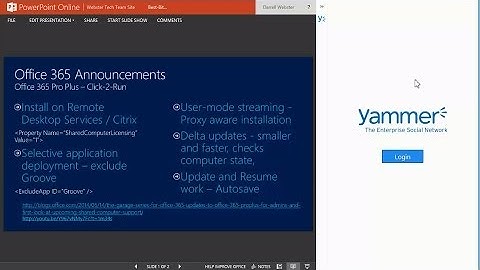 Yammer Conversations panel Office Online setup tip