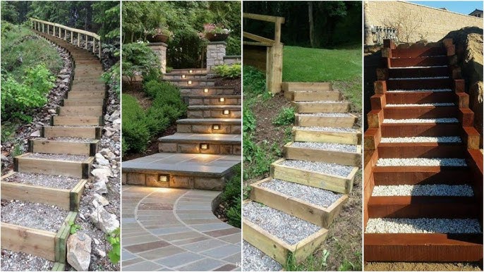 35 Outside steep steps ideas, garden stairs, garden steps, hillside