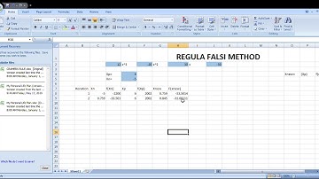 Regula Falsi Method in Excel
