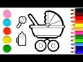 How to draw a BABY STROLLER  for kids | Как нарисовать ДЕТСКУЮ КОЛЯСКУ | kolyaska chizish | draw