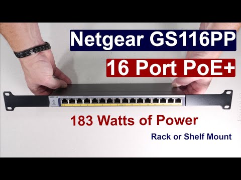 Netgear GS116PP 16 Port Gigabit POE+ Switch with 183 Watts of Power