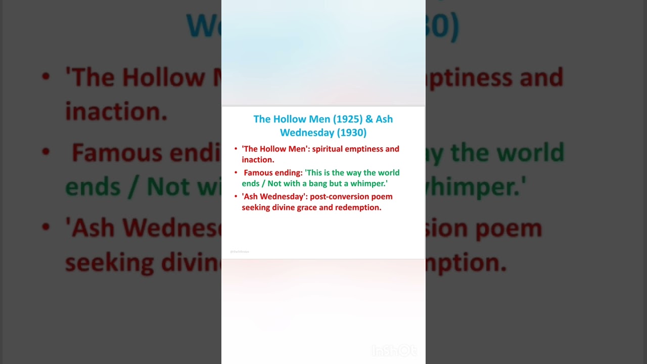 About TS Eliot & His Major Works 