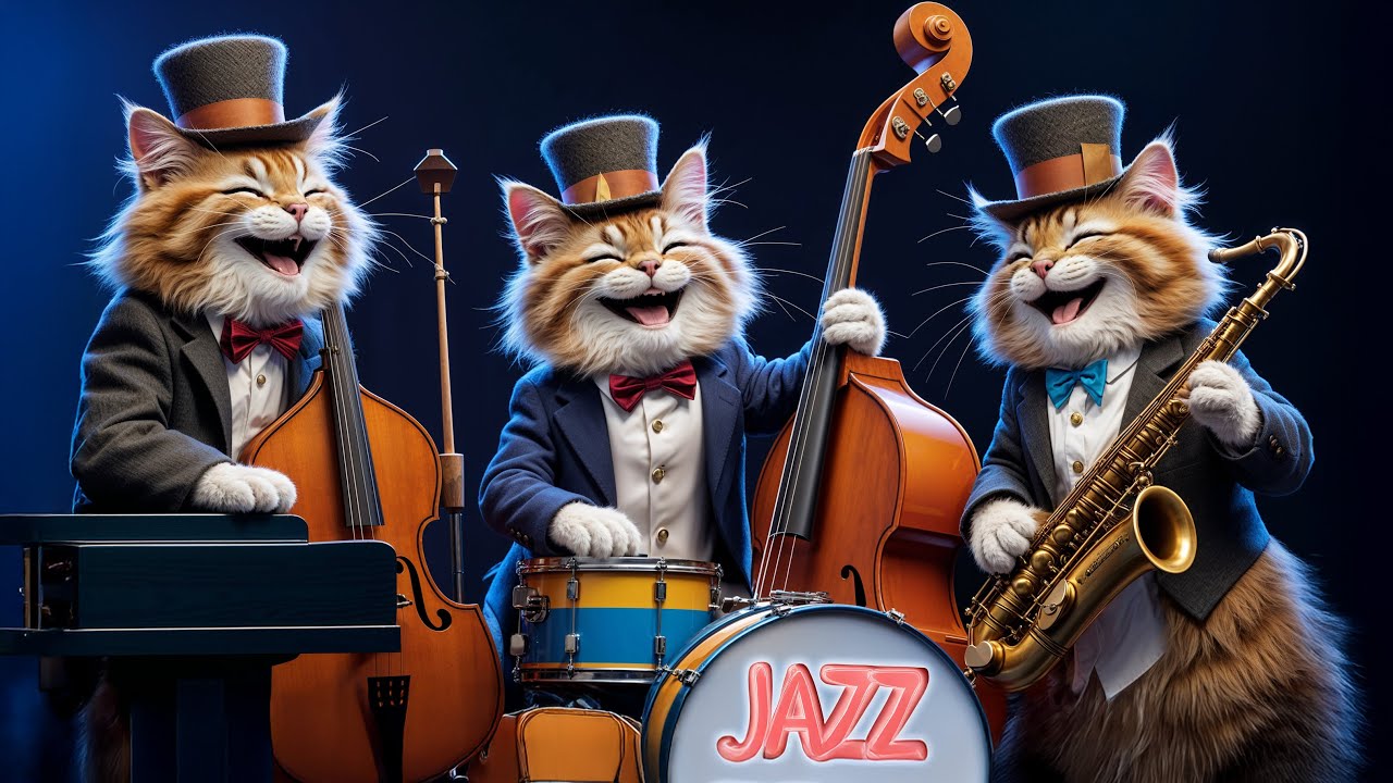 🔴🐱🎷Transport Yourself to a Whimsical Jazz Club with Live Music from our Five Feline Performers