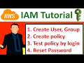 How to create User, Group, IAM role and Policy in AWS |  Reset AWS user password