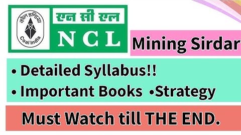 NCL MINING SIRDAR Detail Syllabus || Important Books || Strategy || Online Classes Available Now ||