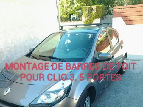 Barres de Toit RENAULT CLIO 3 portes 2005 2013 DESIGN2 TRANSVERSALES  ALUMINIUM montage sur points de fixations