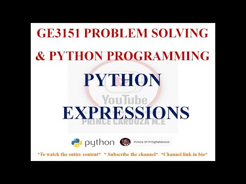 PYTHON EXPRESSIONS | EVALUATION OF EXPRESSIONS | GE3151 PROBLEM SOLVING AND PYTHON PROGRAMMING NOTES