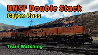 Bnsf Double Stack Train Heading Up The Cajon Pass: Train Watching