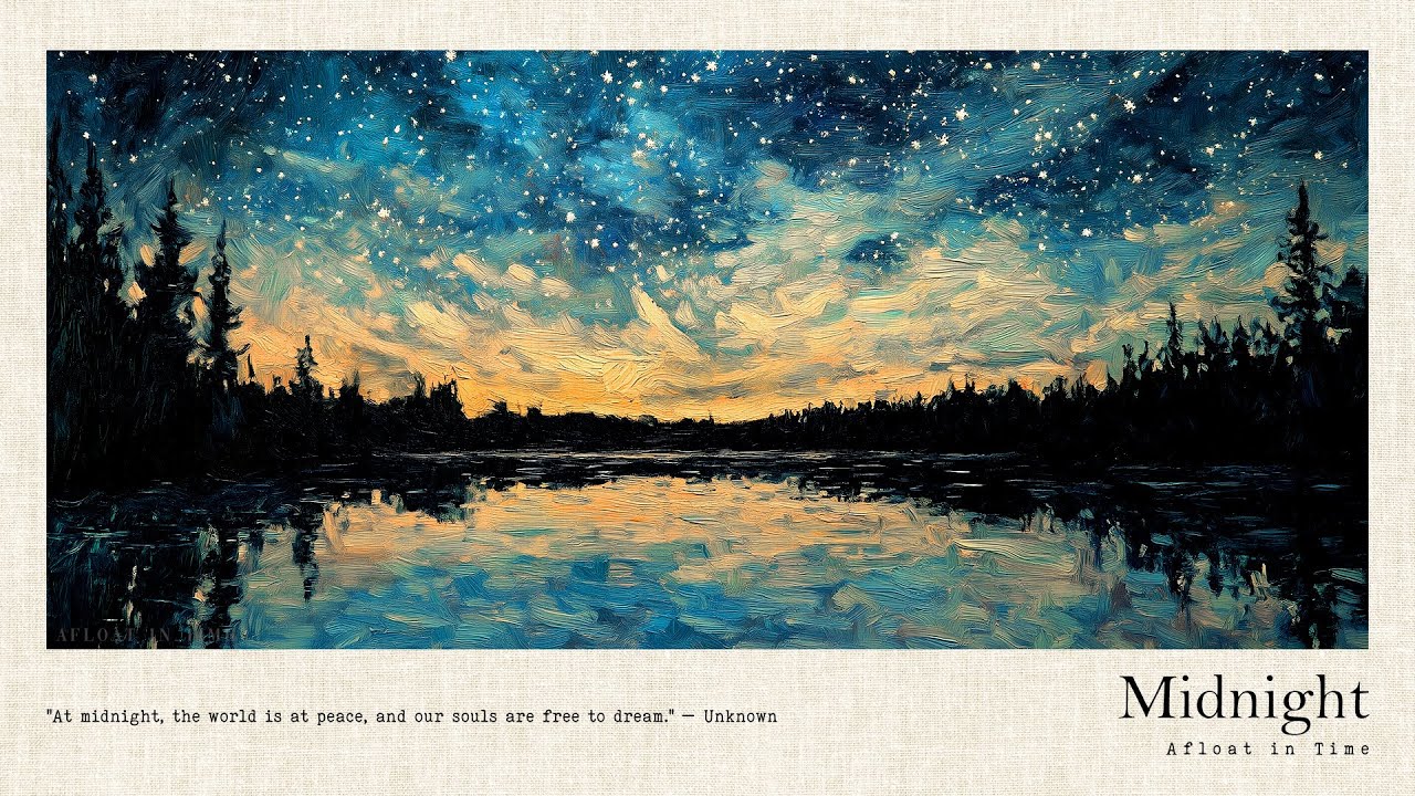 Midnight |  Piano Music & Crickets Sounds | A playlist for a quiet night Sleeping music