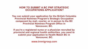 How to submit a BC PNP Strategic Occupations application?