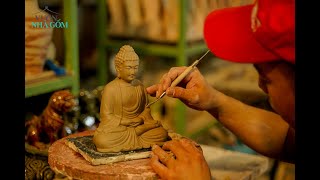 Các công đoạn thủ công sản xuất tượng Phật A Di Đà