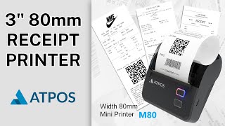 Atpos M80 Portable 80mm 3 Inch Thermal Receipt Printer | Wireless Mobile Bluetooth Printing  TypeC