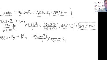 Chemistry Atmospheric Pressure Unit Conversions