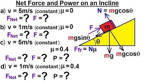 Physics 8.1  Work, Energy, and Power Examples (9 of 27) Net Force and Power on an Incline