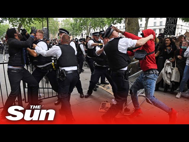 Police officer punched in scuffles outside Downing Street at Black Lives Matter protest 