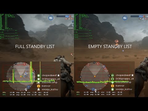 Empty and Full Standby List (win10 memory bug) - Stuttering Test Comparison in Battlefield 1
