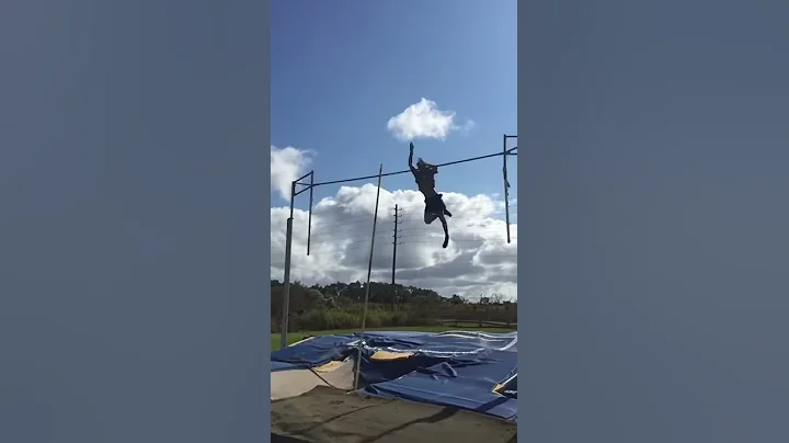 Pole vault jump at 13' 6